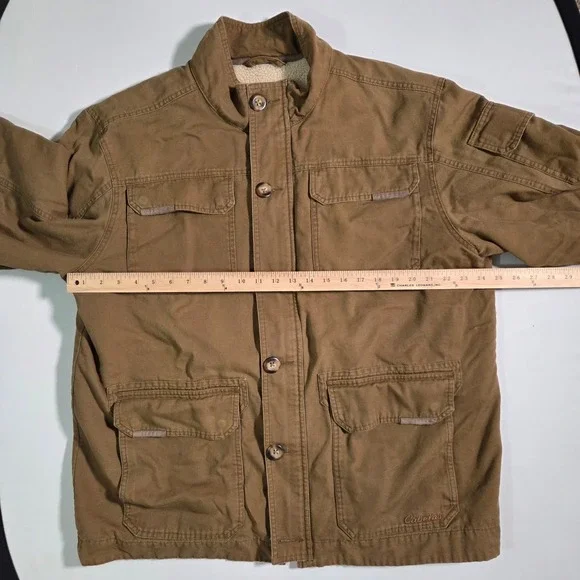 Cabelas Chore Jacket Mens XL Canvas Sherpa Lined Field Coat Brown‎ - Picture 5 of 12